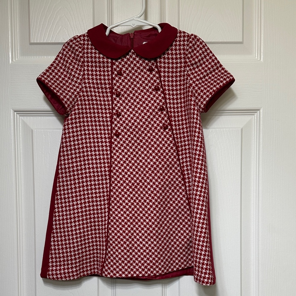 Luli & Me Red and White Houndstooth Dress